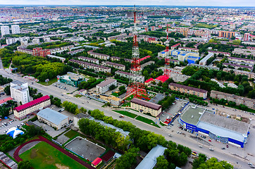 Image showing TV center and shops in Tyumen. Russia