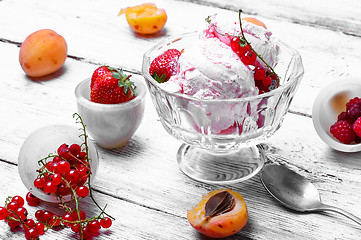 Image showing Bowl with fruit ice cream