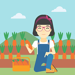 Image showing Farmer collecting carrots vector illustration.