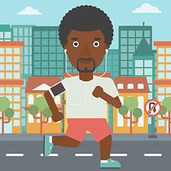 Image showing Man running with earphones and smartphone.