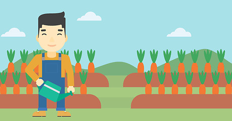 Image showing Farmer with watering can vector illustration.