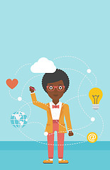 Image showing Business woman and cloud computing.