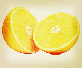 Image showing Orange fruit half. 3D illustration. Vintage style.