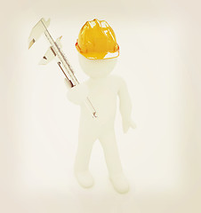 Image showing 3d man engineer in hard hat with vernier caliper . 3D illustrati