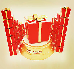 Image showing Bright christmas gifts. 3D illustration. Vintage style.