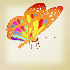 Image showing colorful butterfly. 3D illustration. Vintage style.