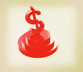 Image showing icon dollar sign on podium. 3D illustration. Vintage style.