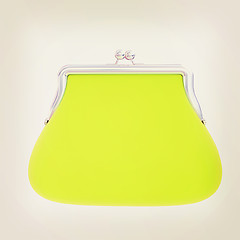 Image showing green purse on a white . 3D illustration. Vintage style.