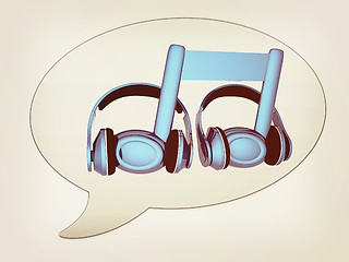 Image showing messenger window icon. Blue headphones and note. 3D illustration