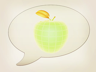 Image showing messenger window icon and abstract apple . 3D illustration. Vint