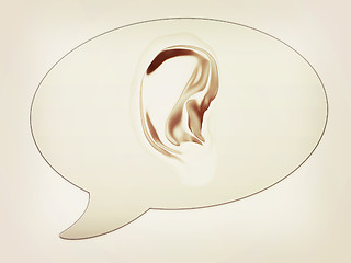 Image showing messenger window icon. Ear 3d . 3D illustration. Vintage style.