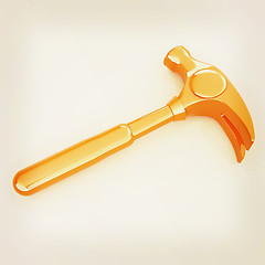 Image showing Hammer on white background . 3D illustration. Vintage style.