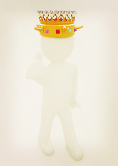 Image showing 3d people - man, person with a golden crown. King . 3D illustrat