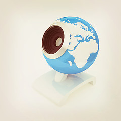 Image showing Web-cam for earth.Global on line concept. 3D illustration. Vinta