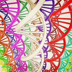 Image showing DNA structure model background. 3D illustration. Vintage style.