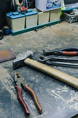 Image showing Measuring tool with metal bars on table