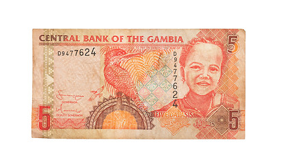 Image showing 5 Gambian dalasi bank note