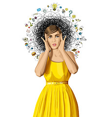 Image showing Vector Surprised Girl in Dress