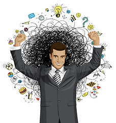 Image showing Vector Businessman With Hands Up