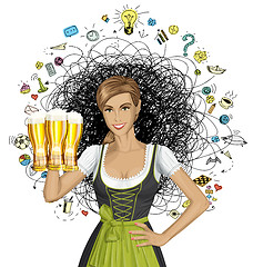 Image showing Vector Cute Woman In Drindl On Oktoberfest