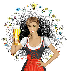 Image showing Vector Cute Woman In Drindl On Oktoberfest