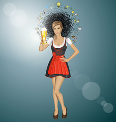 Image showing Vector Cute Woman In Drindl On Oktoberfest