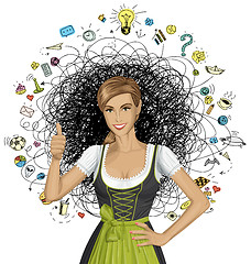 Image showing Vector Cute Woman In Drindl On Oktoberfest