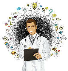 Image showing Vector Doctor Man With Clipboard