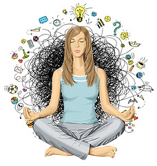 Image showing Vector Woman Meditation in Lotus Pose