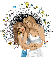 Image showing Vector Women Gay Couple Looking on Camera