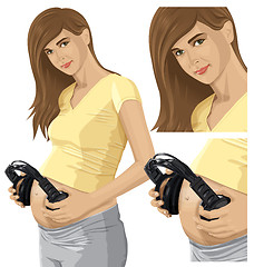 Image showing Vector Pregnant Woman With Headphones