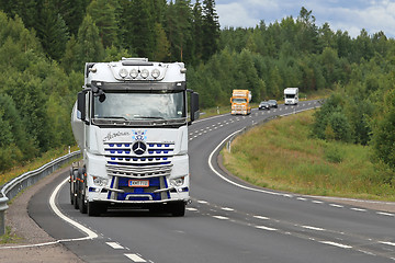 Image showing White Mercedes-Benz Arocs 3258L Truck on the Road