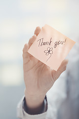 Image showing Thank you text on adhesive note