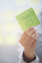 Image showing Thanks text on adhesive note