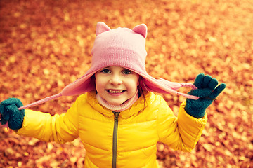 Image showing happy little girl in autumn park