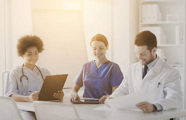 Image showing group of happy doctors meeting at hospital office