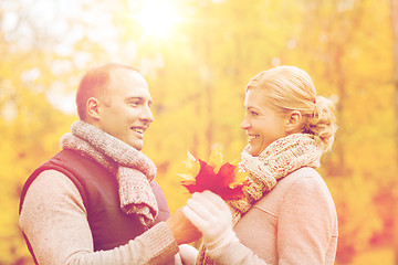 Image showing smiling couple in autumn park