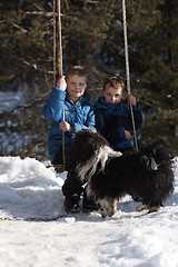 Image showing portrait of little boys at winter day