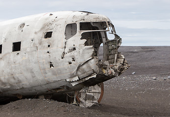 Image showing The abandoned wreck of a US military plane on Southern Iceland