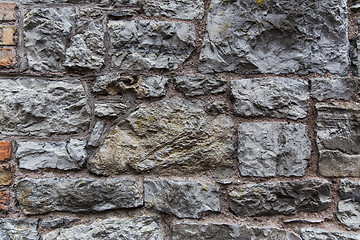 Image showing close up of old brick or stone wall background