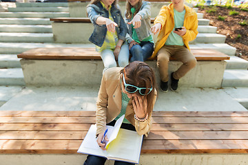 Image showing student girl suffering of classmates mockery