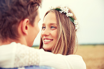 Image showing happy smiling young hippie couple outdoors