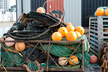 Image showing Fishing net with orange float