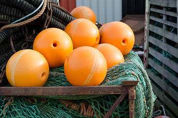 Image showing Fishing net with orange float