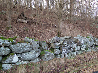 Image showing one wall of stone called stone fence