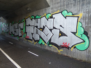 Image showing one tunnel full of grafitti 