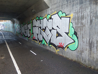 Image showing one tunnel full of grafitti 