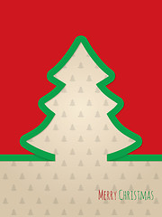 Image showing Christmas greeting card with green ribbon tree