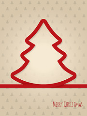 Image showing Christmas greeting card with red ribbon tree