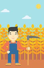 Image showing Farmer with scythe vector illustration.